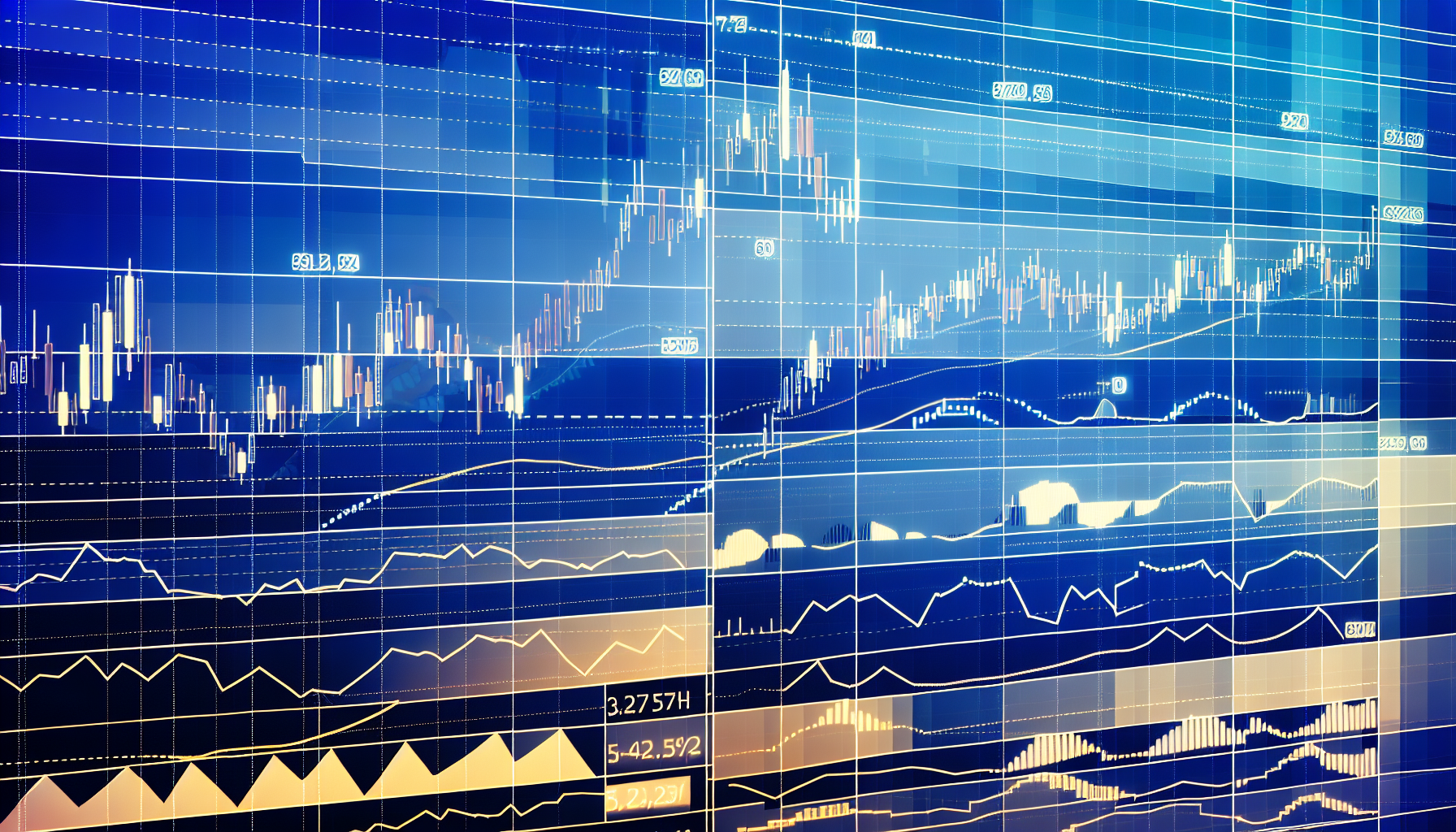 複数のテクニカル指標を表示したFXトレーディング環境